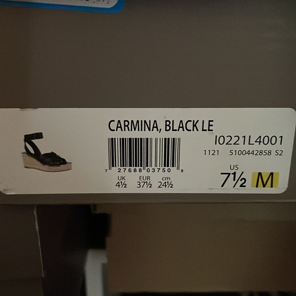 Franco Sarto Carmena Black Ankle Strap Espadrille Wedges with Gold Hardware - Picture 6 of 6